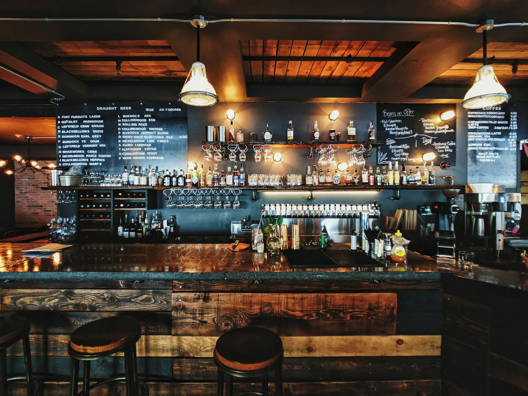 Restaurant bar with warm lighting, poster frame for the introduction video