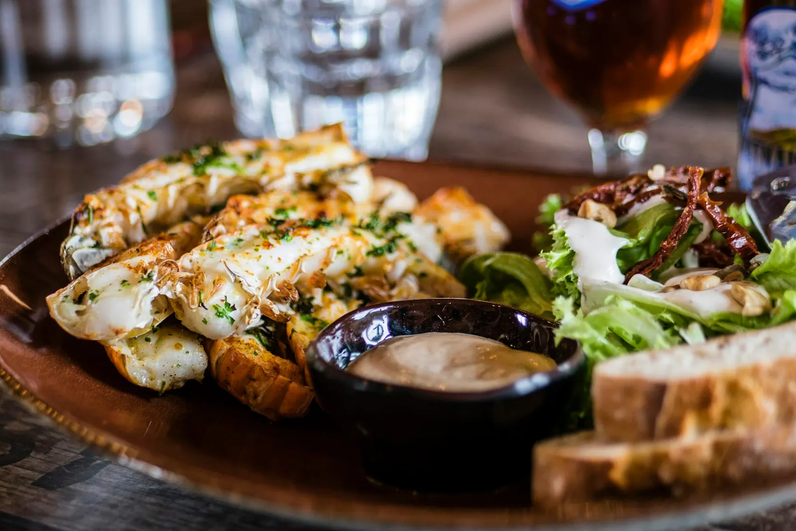 A plated dish on a restaurant table